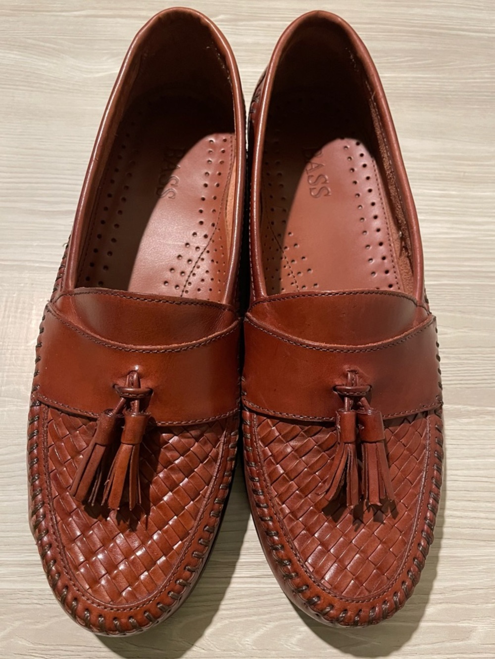 G.H. Bass Sherman Tassel Woven Loafer Tan/Brown Leather Size 8M